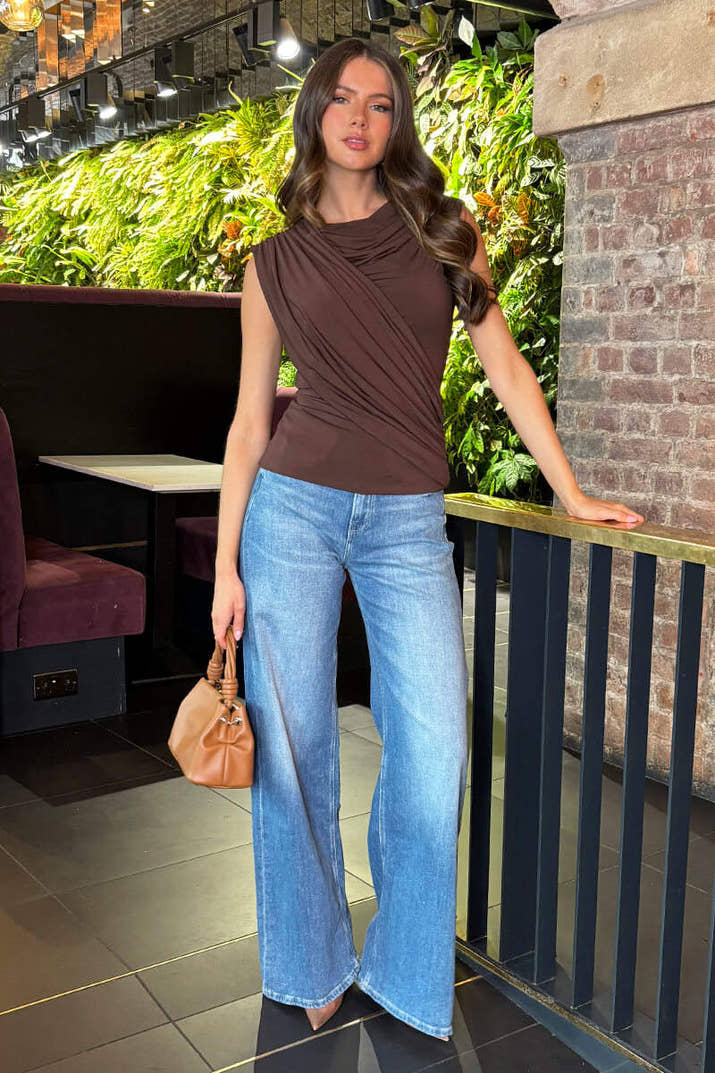 Chocolate Draped Front Top