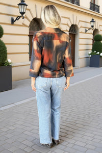 Multi Smudge Print 3/4 Sleeve Shirt