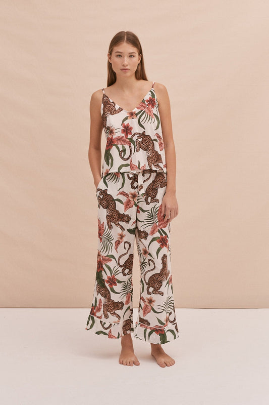 Cami Top and Wide Leg Trouser Set Soleia Print Cream