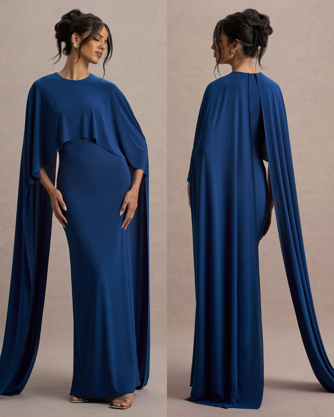 Padma | Draped Maxi Dress With Cape Sleeves