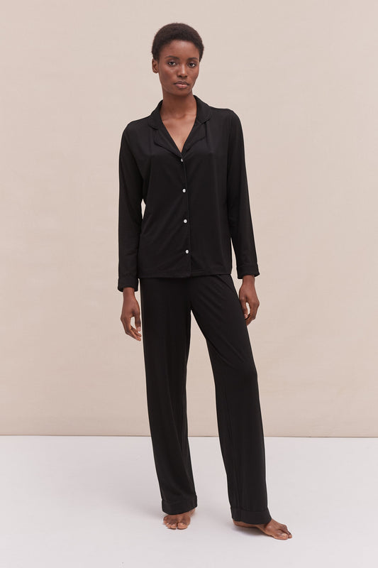 Lyocell Jersey Long Pyjama Set Graphite Black