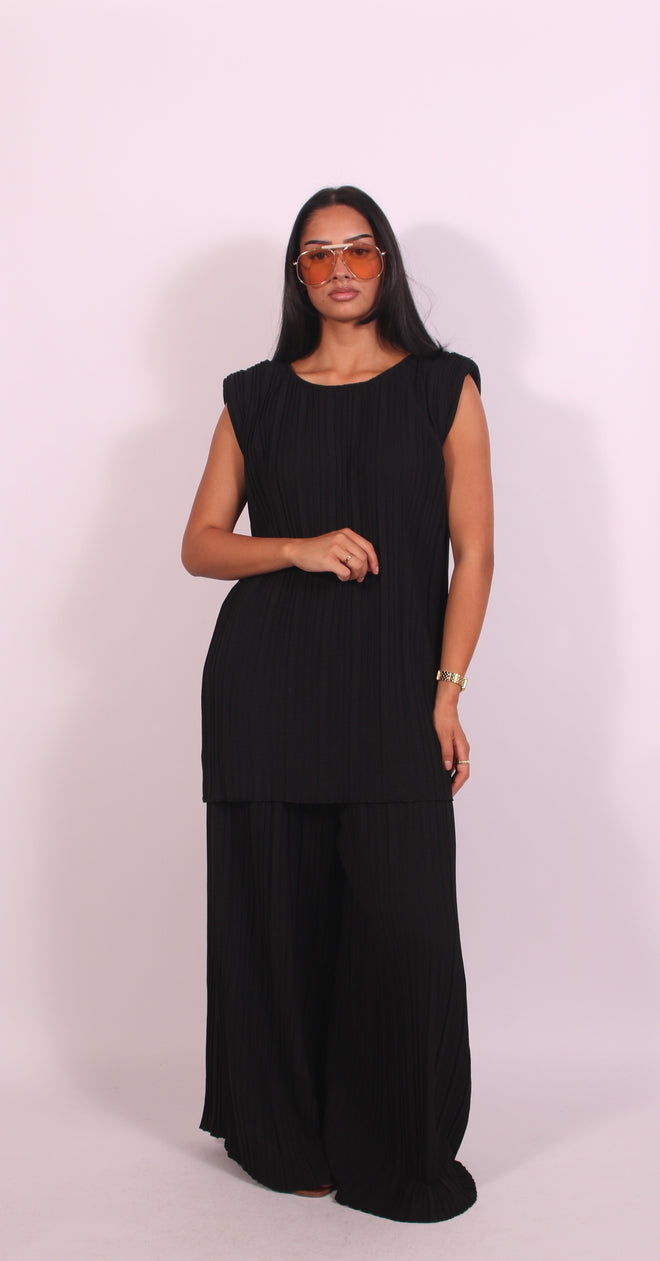 Plissé set Black