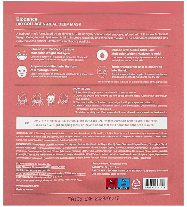 Korean Biodance Bio-Collagen Real Deep Mask