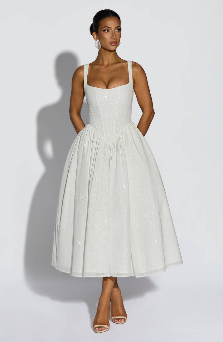 Vivienne Midi Dress - Ivory Sparkle
