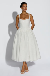 Vivienne Midi Dress - Ivory Sparkle